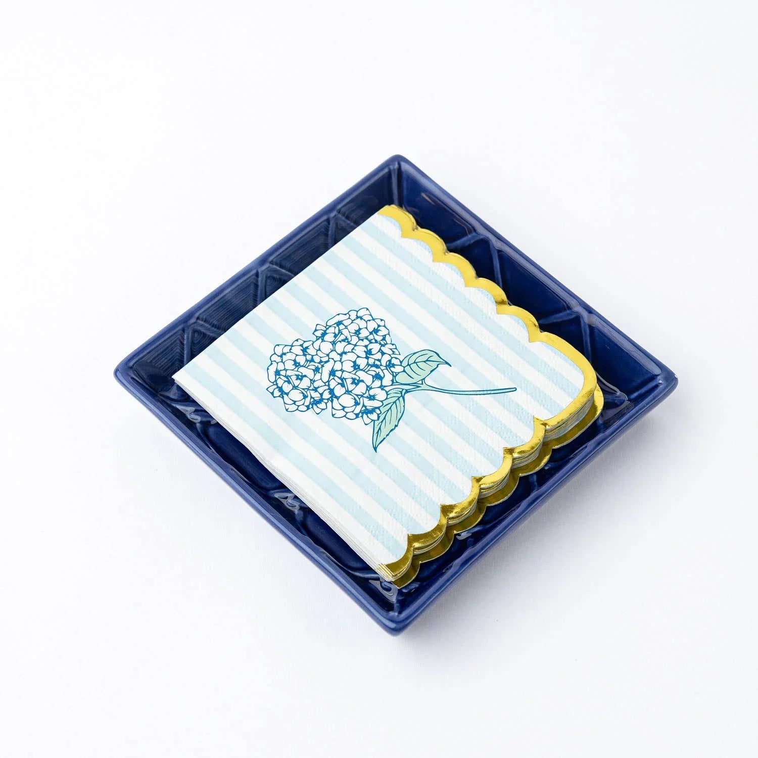 8 Oak Lane Navy Textured Beverage Napkin Tray