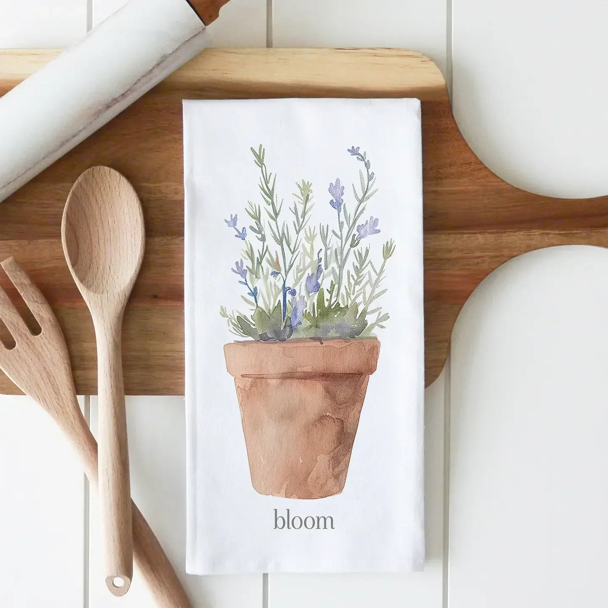Bloom Floral Tea Towel - Stonewashed Cotton