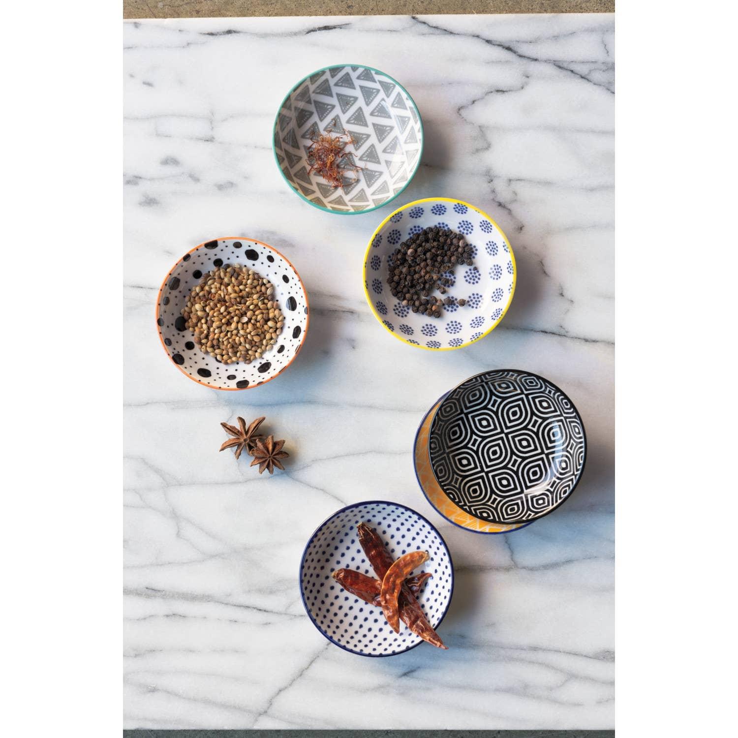 Bits & Dots Multi-Color Pinch Bowls Set of 6