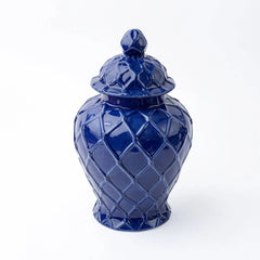 8 Oak Lane Navy Textured Ginger Jar - Large