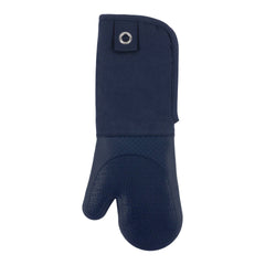 17" Blue Silicone Oven Mitt with Grommet