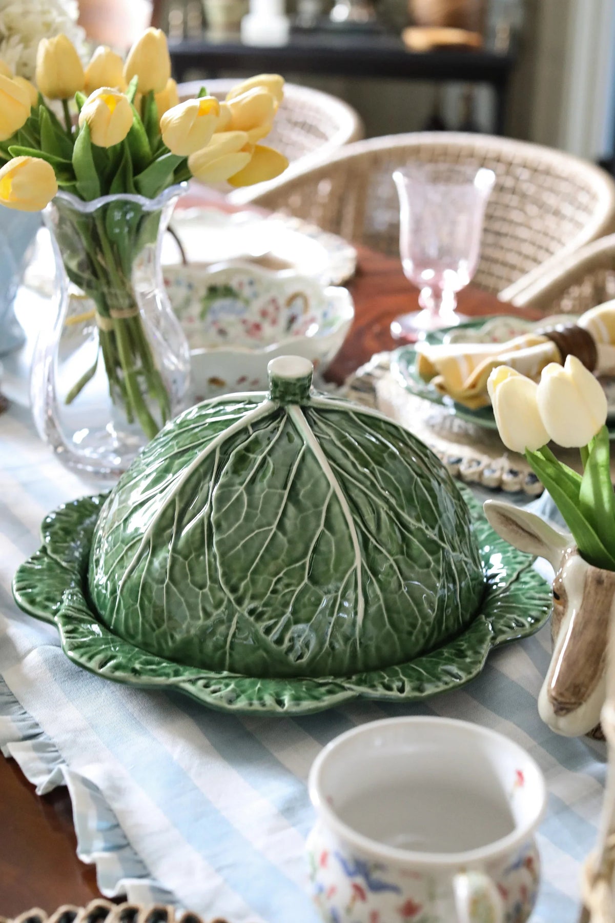 Bordallo Pinheiro Cabbage Cheese Tray with Lid - Portuguese Earthenware