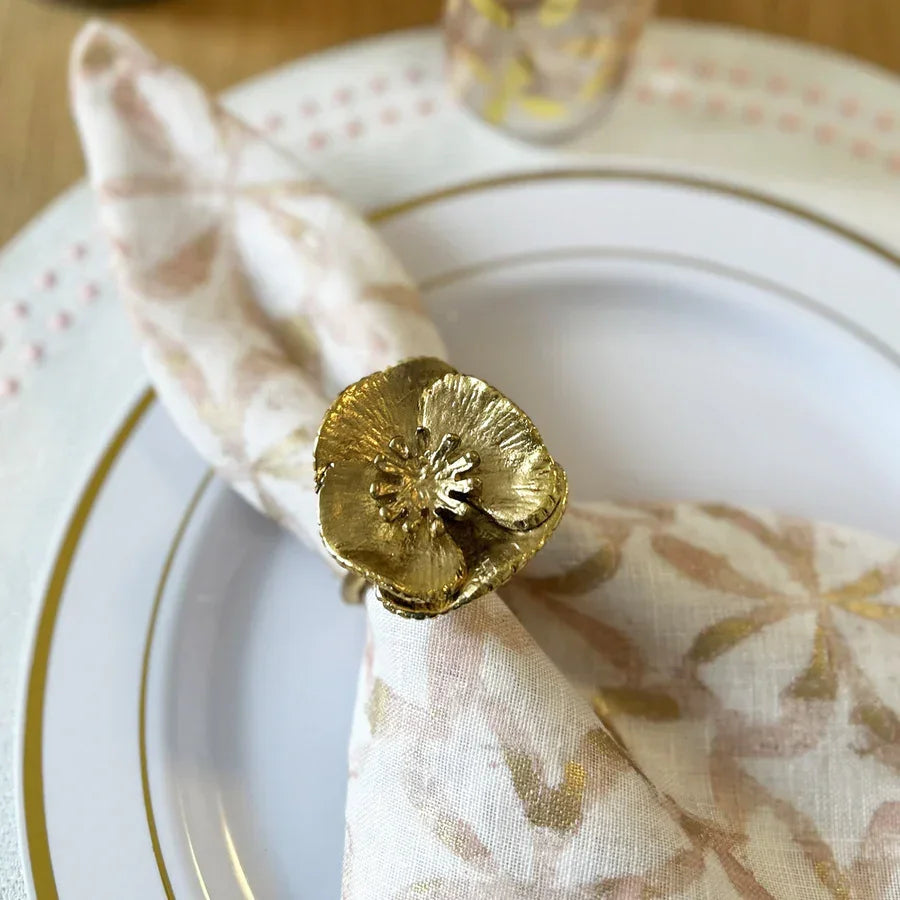 Bodrum Poppy Flower Gold Napkin Ring