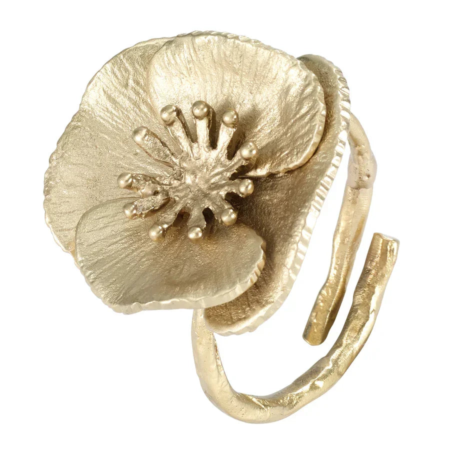 Bodrum Poppy Flower Gold Napkin Ring