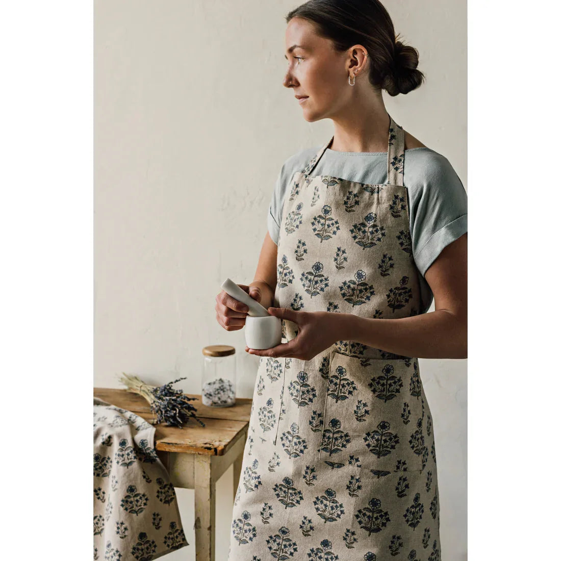 Apron Block Print Salvia