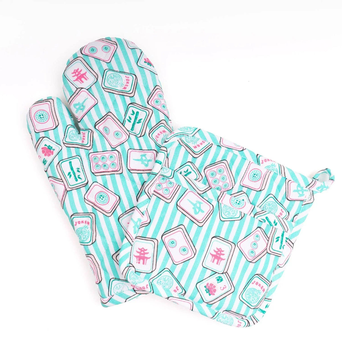 8 Oak Lane Mahjong Stripe Oven Mitt Set