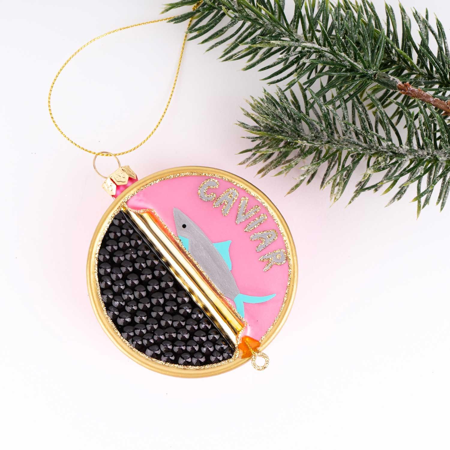 8 Oak Lane Caviar Boxed Glass Ornament