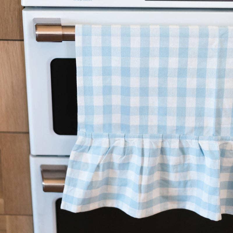 Blue Ruffled Gingham Dish Towel