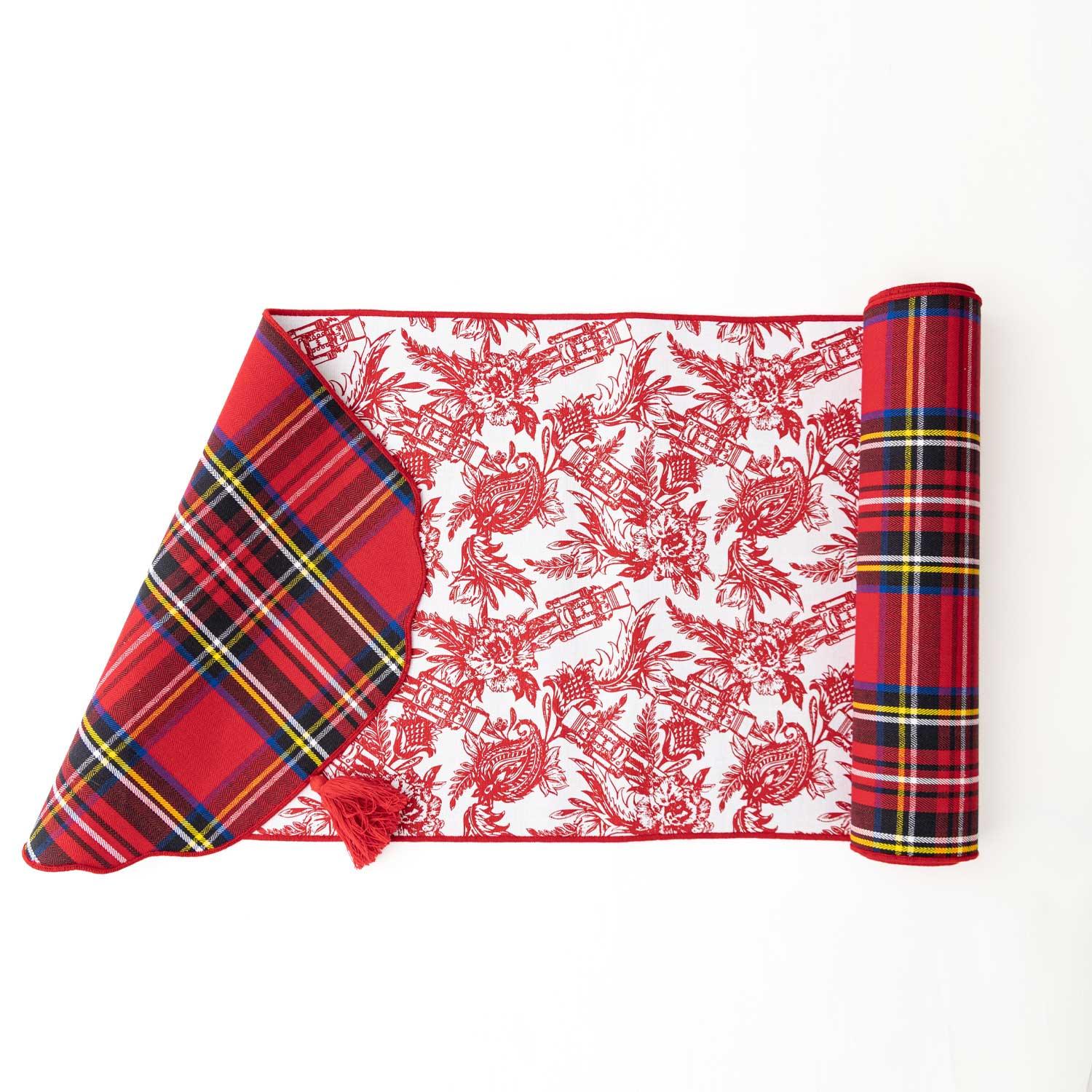 8 Oak Lane Nutcracker Toile Reversible Tassel Table Runner