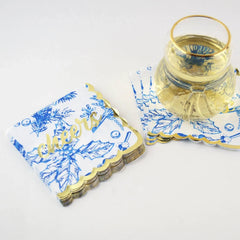 8 Oak Lane Blue Foliage Paper Beverage Napkin Packs