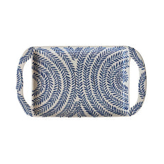 Blue & White Stoneware Tray Botanical Pattern