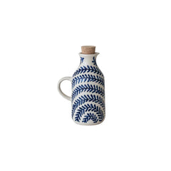 Blue & White Oil Cruet w Cork Stopper 8 oz