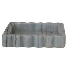 8" Square Marble Scalloped Tray - Grey Melange