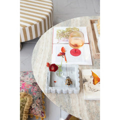 8" Square Marble Scalloped Tray - Grey Melange