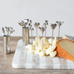 Aluminum Holder with (6) Stainless Steel Appetizer Picks with Bee Handles, Boxed Set of 7