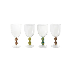 10 oz Hand-Blown Wine Glass with Shaped & Striped Stem