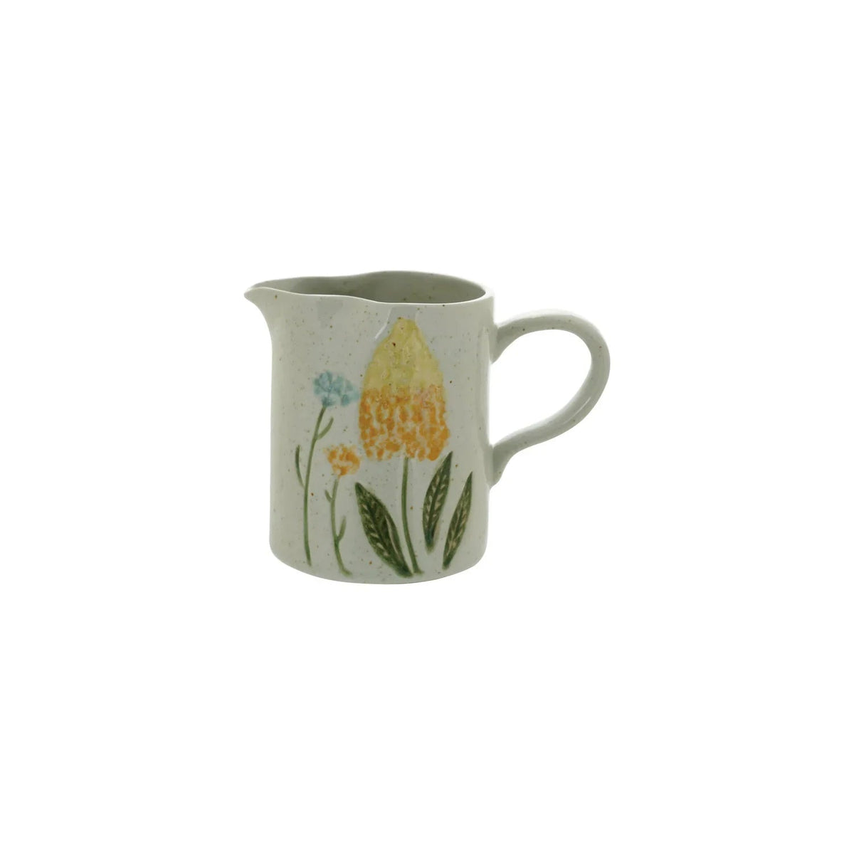 10 oz. Hand-Painted Stoneware Creamer with Flowers