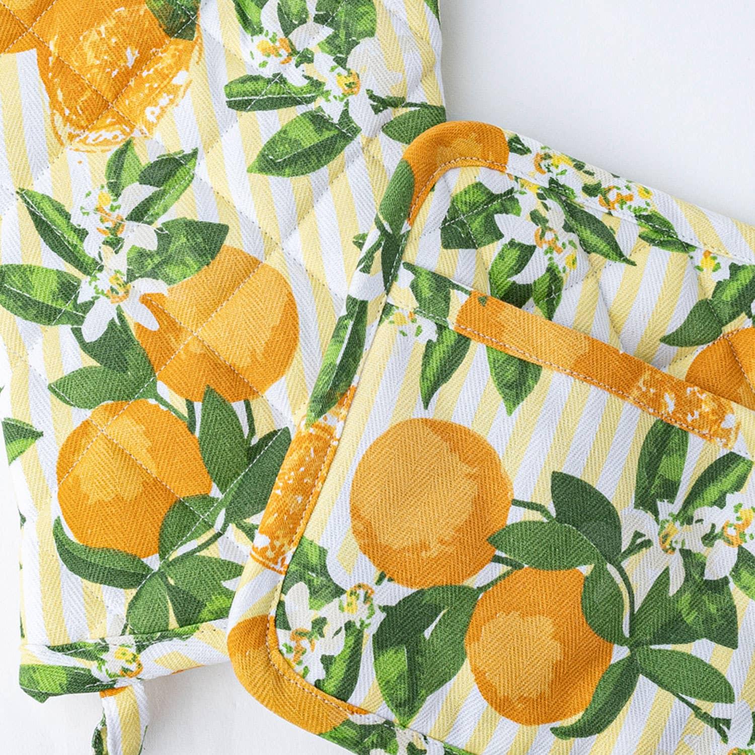 8 Oak Lane Orange Blossom Oven Mitt Set