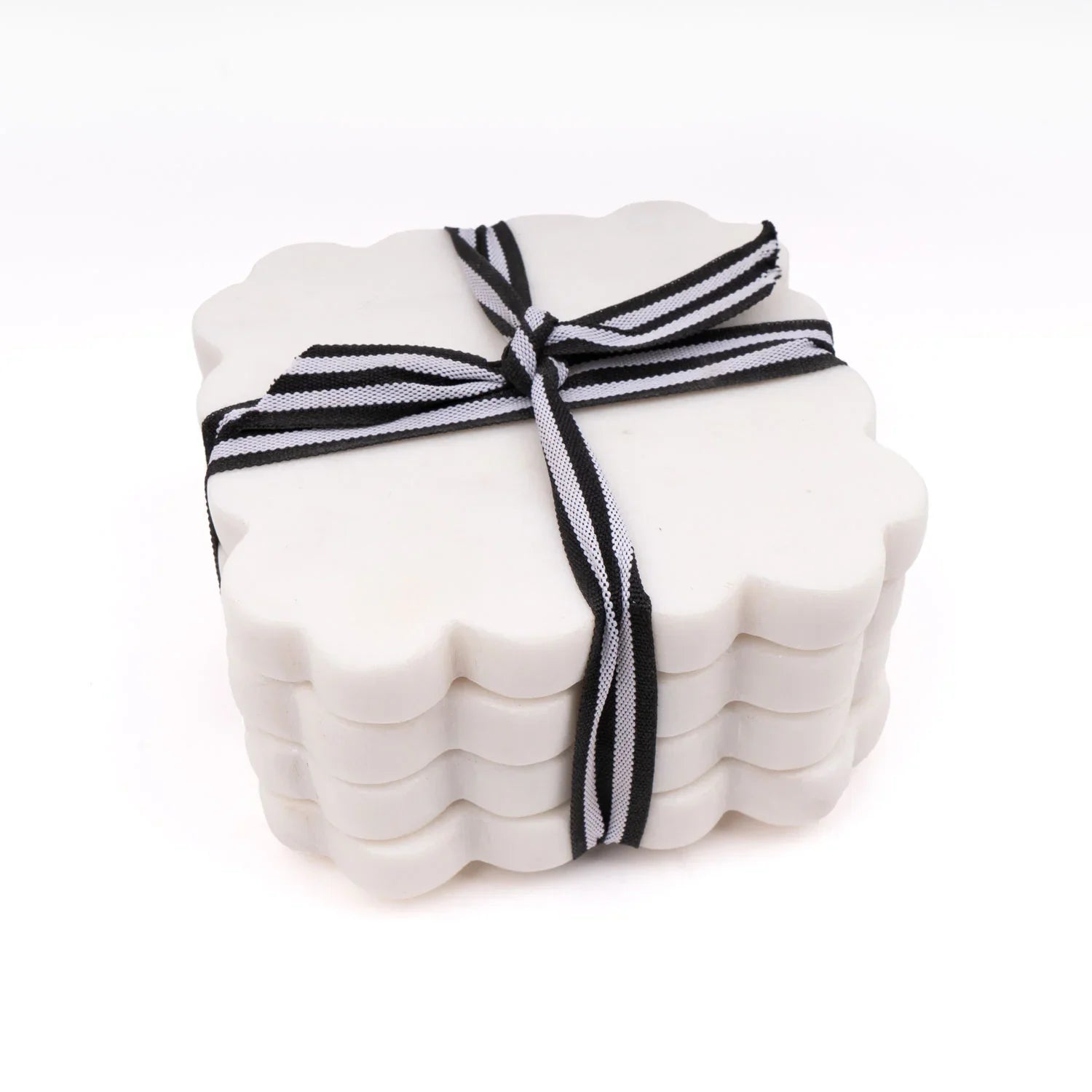 8 Oak Lane Scalloped Marble Coaster Set of 4