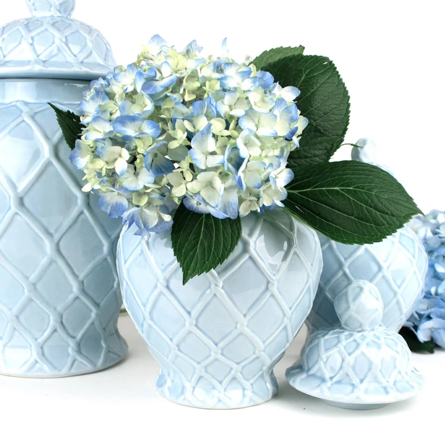 8 Oak Lane Light Blue Textured Ginger Jar - Extra Large