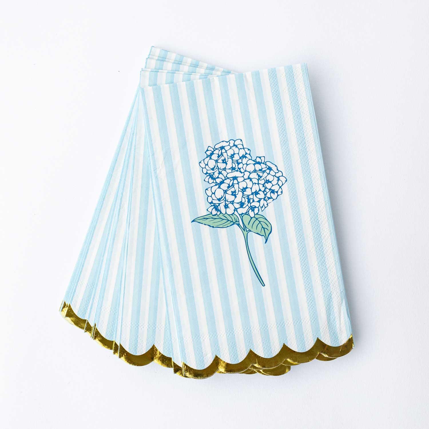 8 Oak Lane Hydrangea Stem Paper Guest Towel