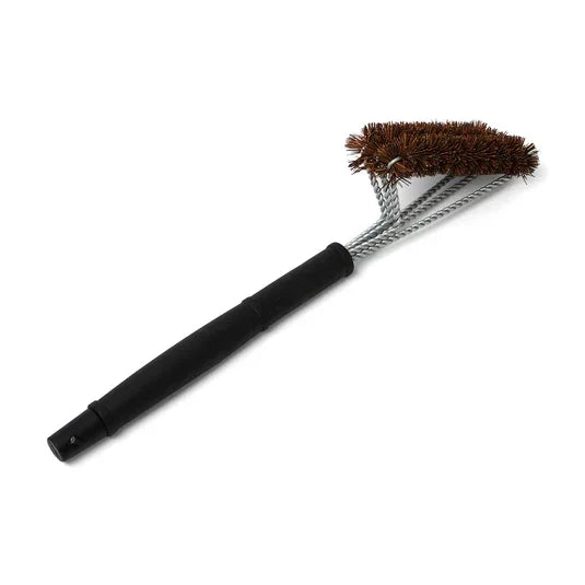 3-Head Natural Fiber Grill Brush, Black with Coconut Fiber Bristles