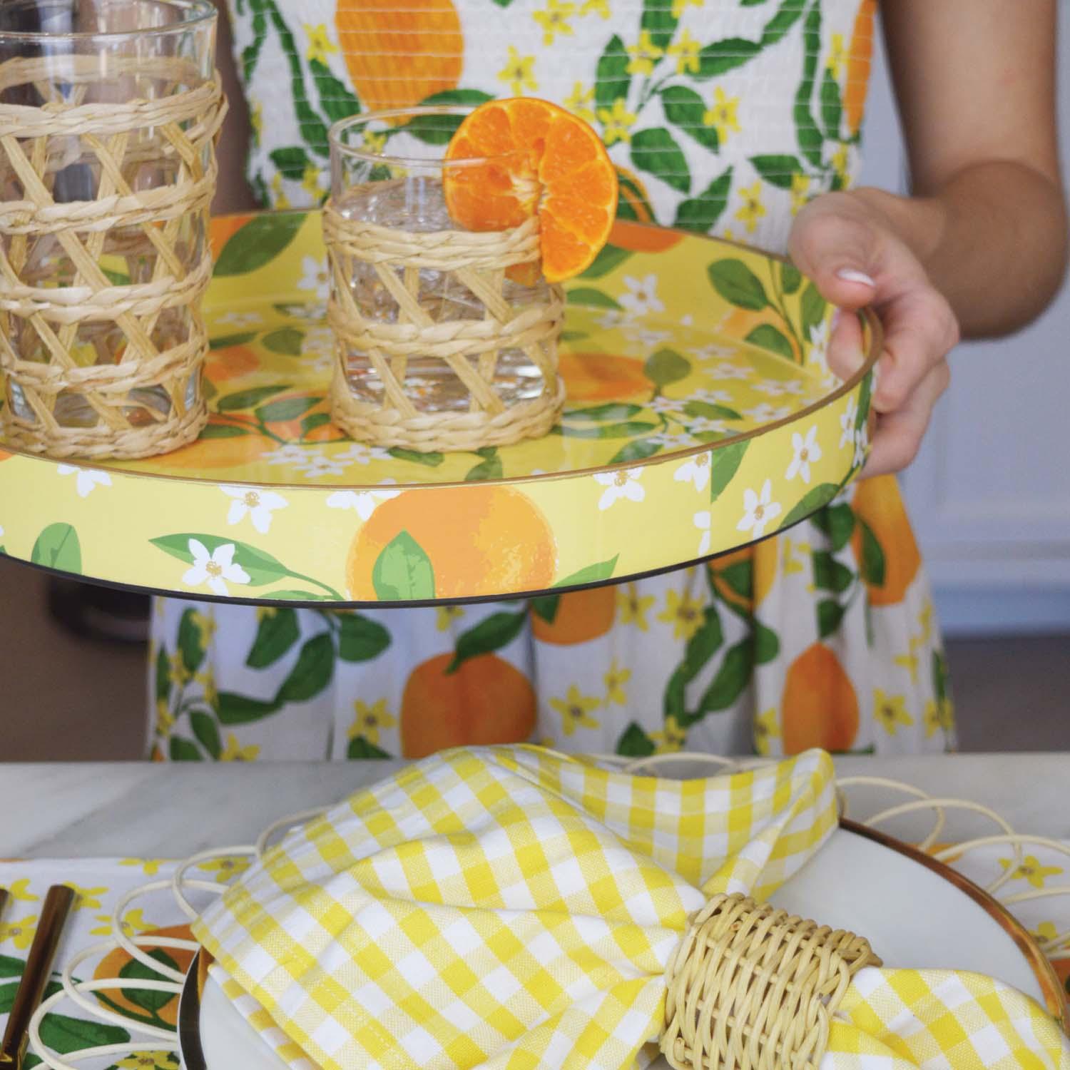 8 Oak Lane Orange Grove Round Tray