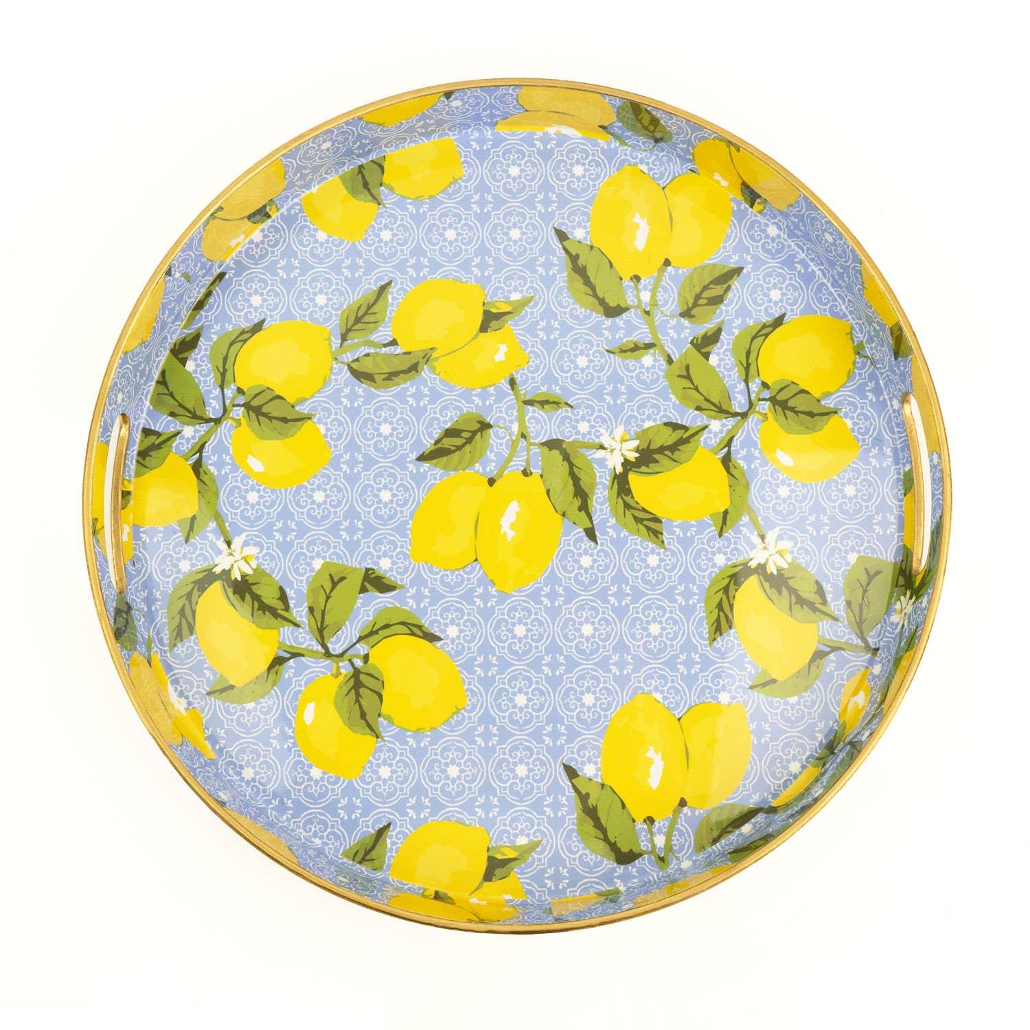 8 Oak Lane Lemon Round Tray