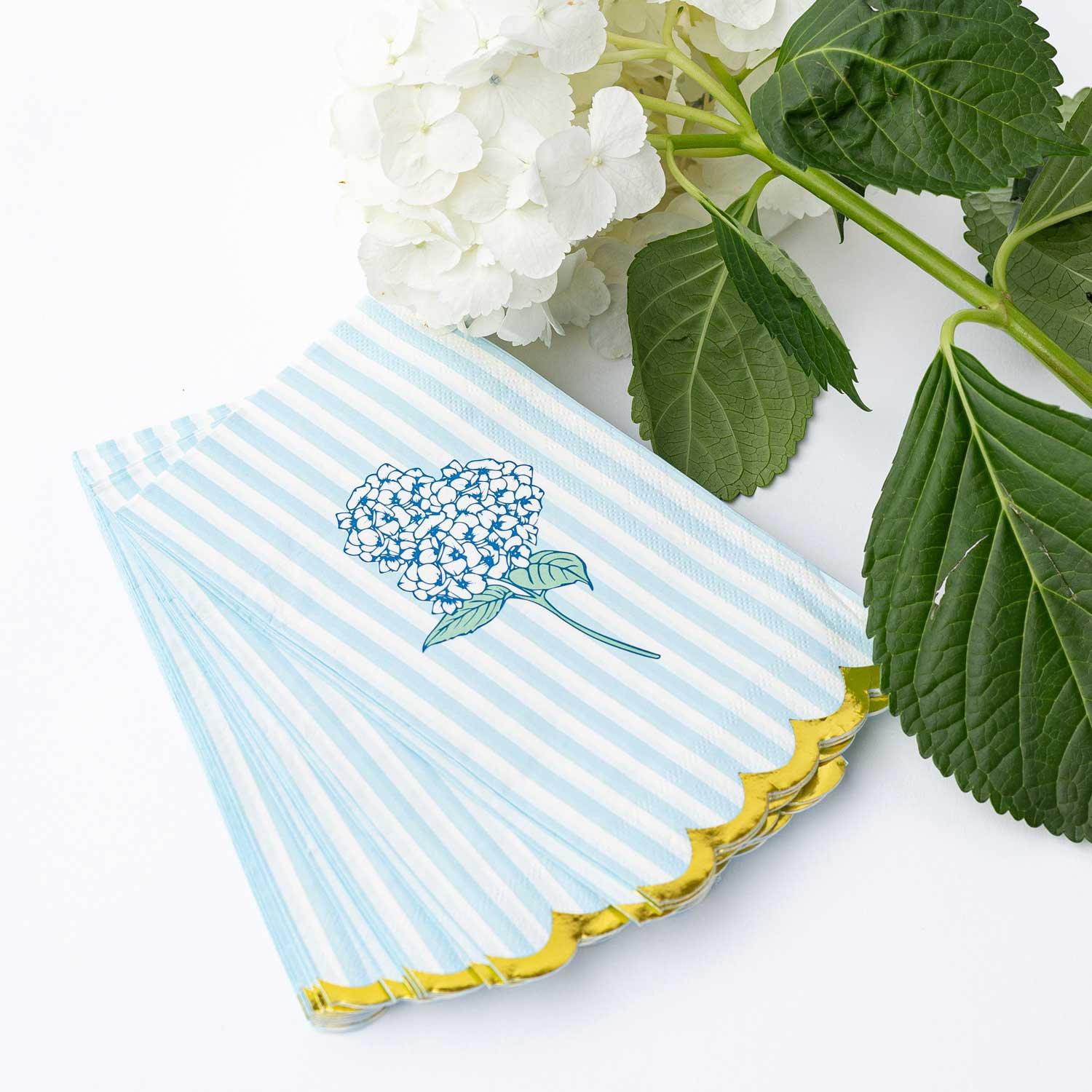 8 Oak Lane Hydrangea Stem Paper Guest Towel