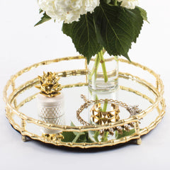 8 Oak Lane Gold Bamboo Mirrored Tray