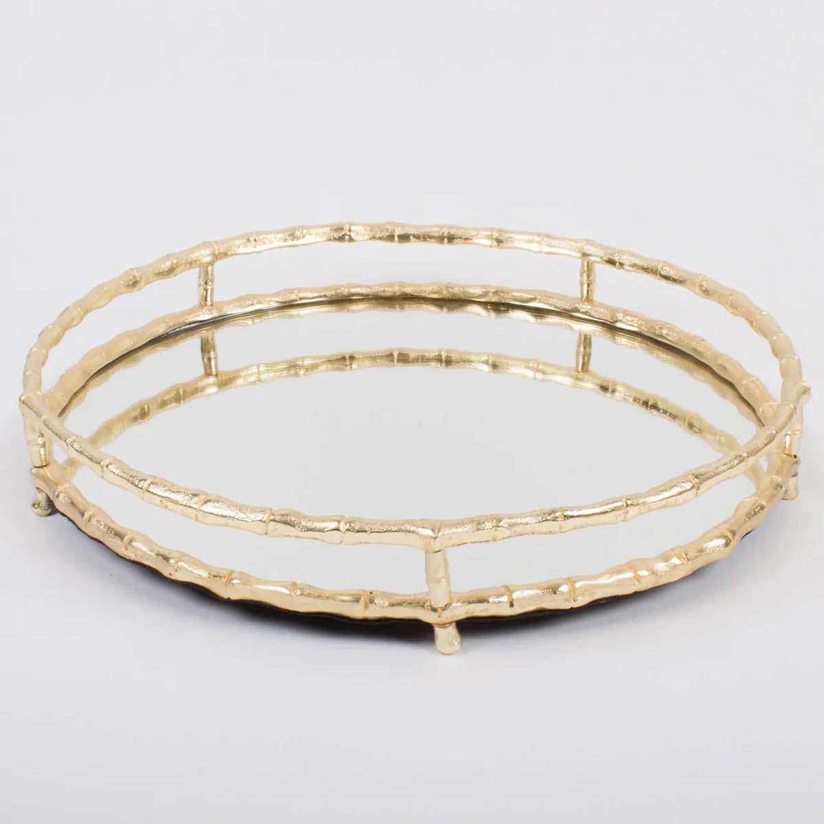 8 Oak Lane Gold Bamboo Mirrored Tray
