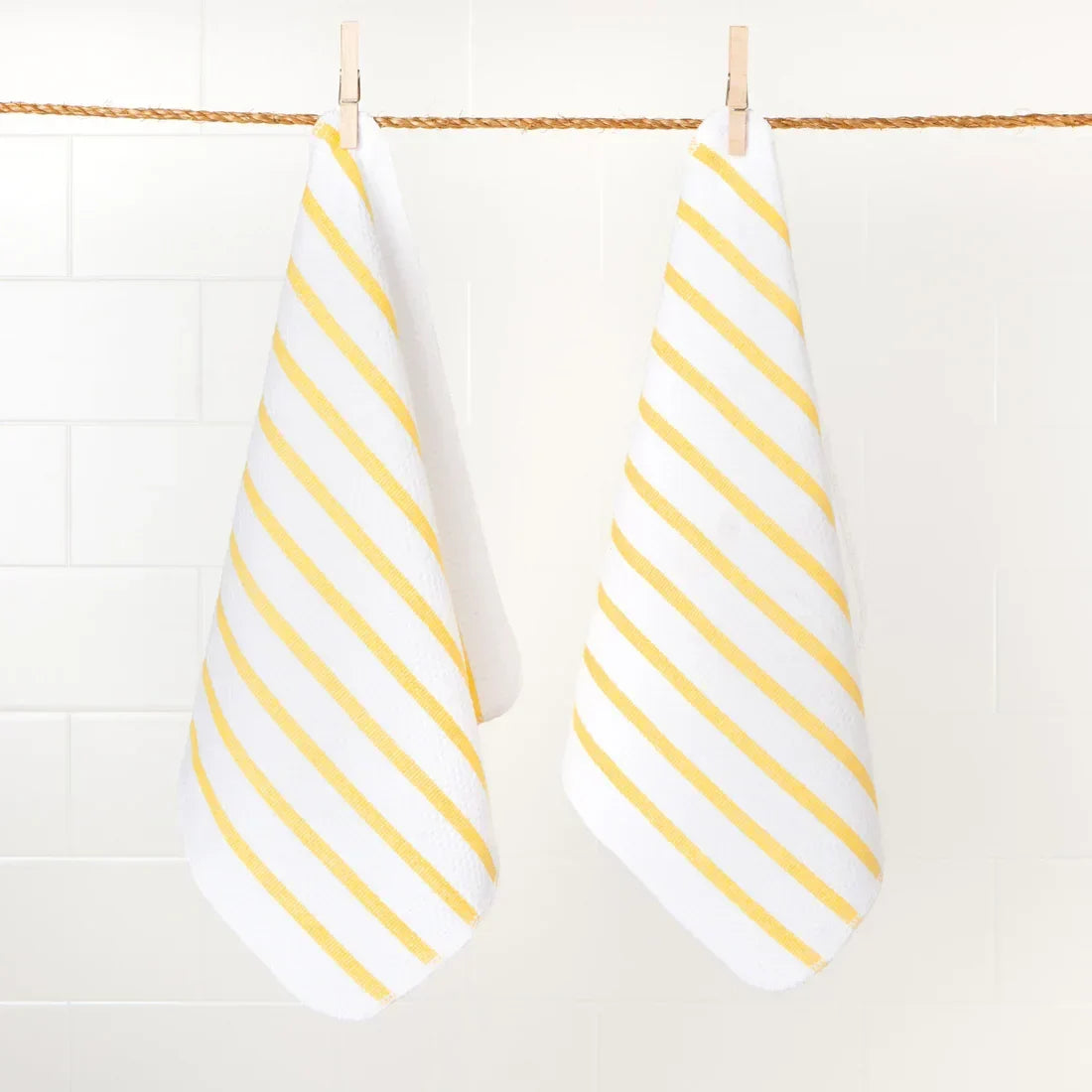 Basketweave Lemon Yellow Dishcloths Set of 2